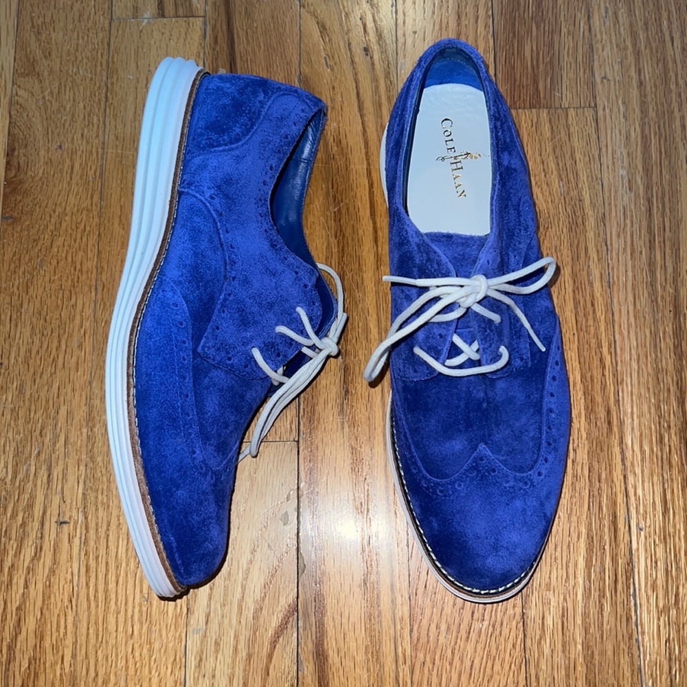 Unworn Cobalt Blue Cole Haan Lunargrand suede Sneakers. Sz 8! - Picture 2 of 3